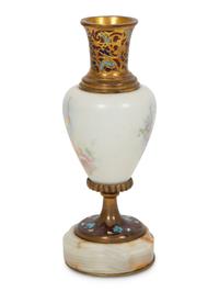 A French Porcelain, Onyx and Champlevé Vase