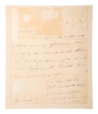 VAN BUREN, Martin (1782-1862). Autograph letter signed ("M. Van Buren") to A. Smith. New York, 30 March 1841. 1 page, 8vo, some offsetting, small separation at crease, mounted.