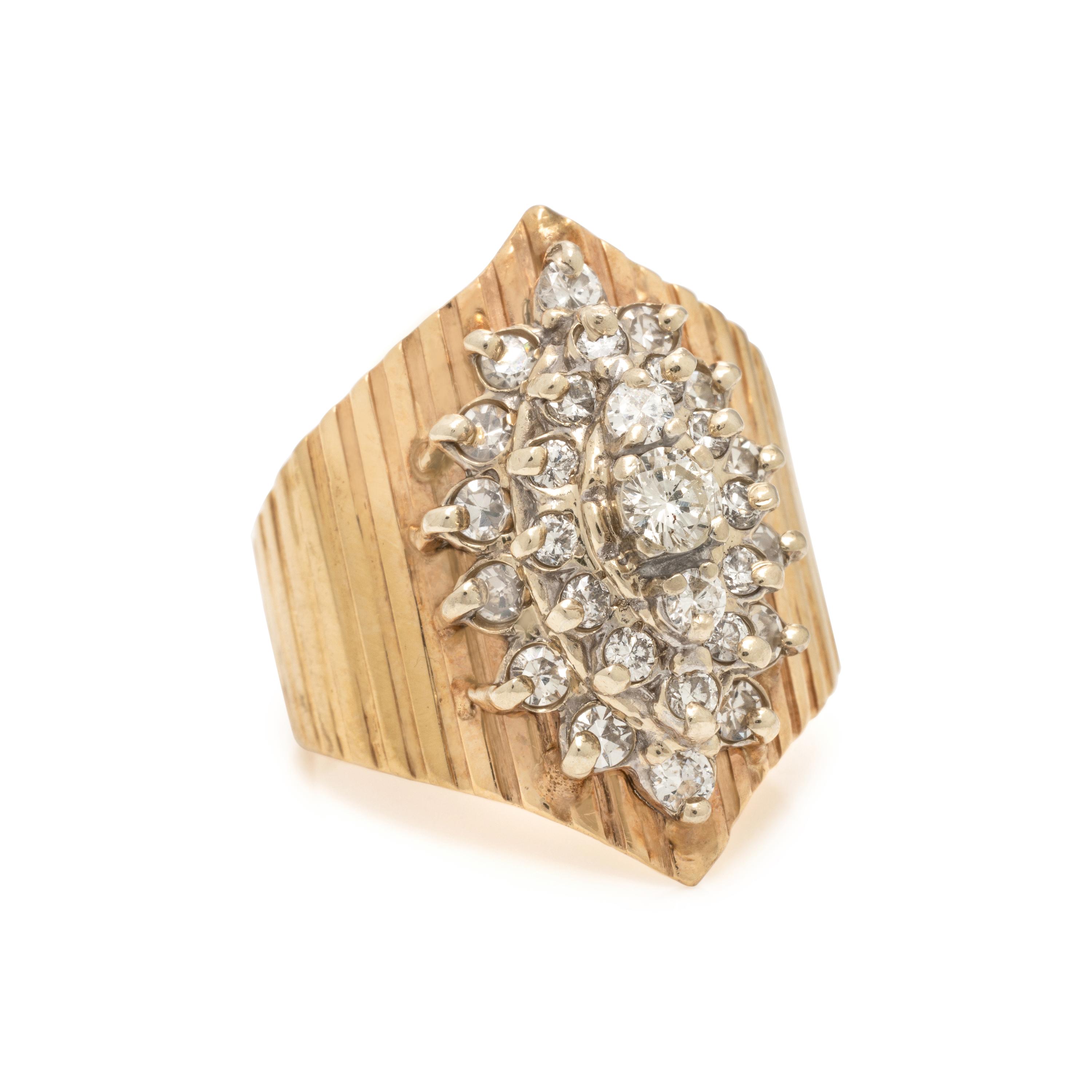 Diamond and Yellow Gold Cluster Ring