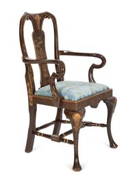A Queen Anne Style Japanned Armchair