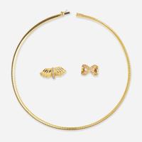 A 14K Yellow Gold Omega Chain and Slider Charms