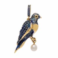 Annoushka, 'Mythology Bluebird', Yellow Gold, Sapphire, Blue Topaz, and Cultured Pearl Pendant