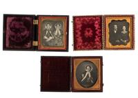 [EARLY PHOTOGRAPHY - PORTRAITURE]. A group of 7 daguerreotype portraits of men and women including several couples.