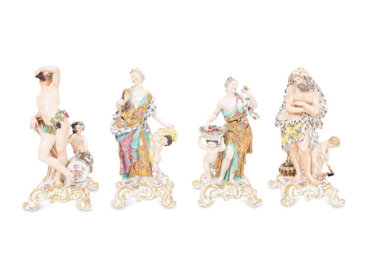 A Set of Meissen Porcelain Four Seasons Figures