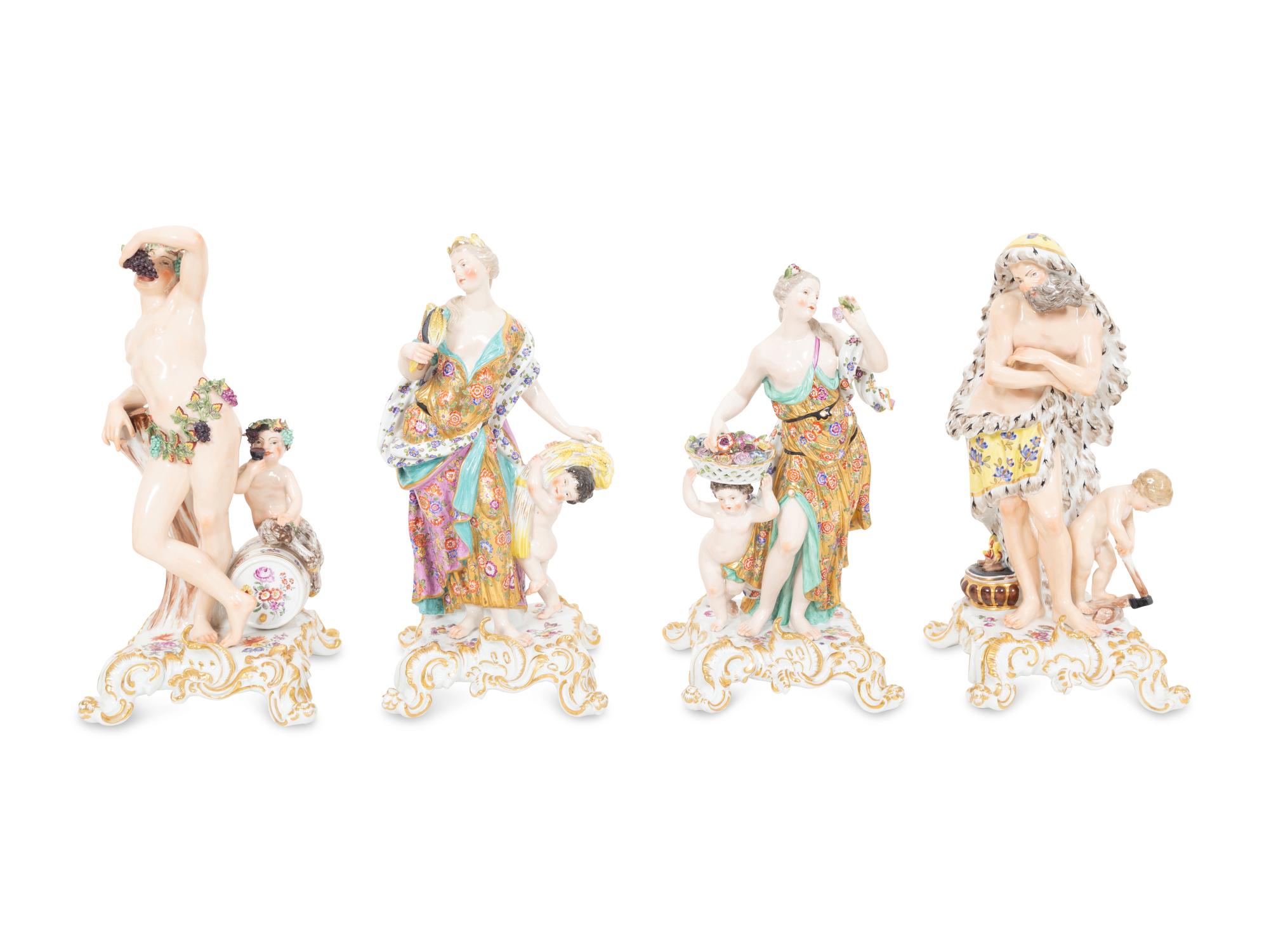 A Set of Meissen Porcelain Four Seasons Figures