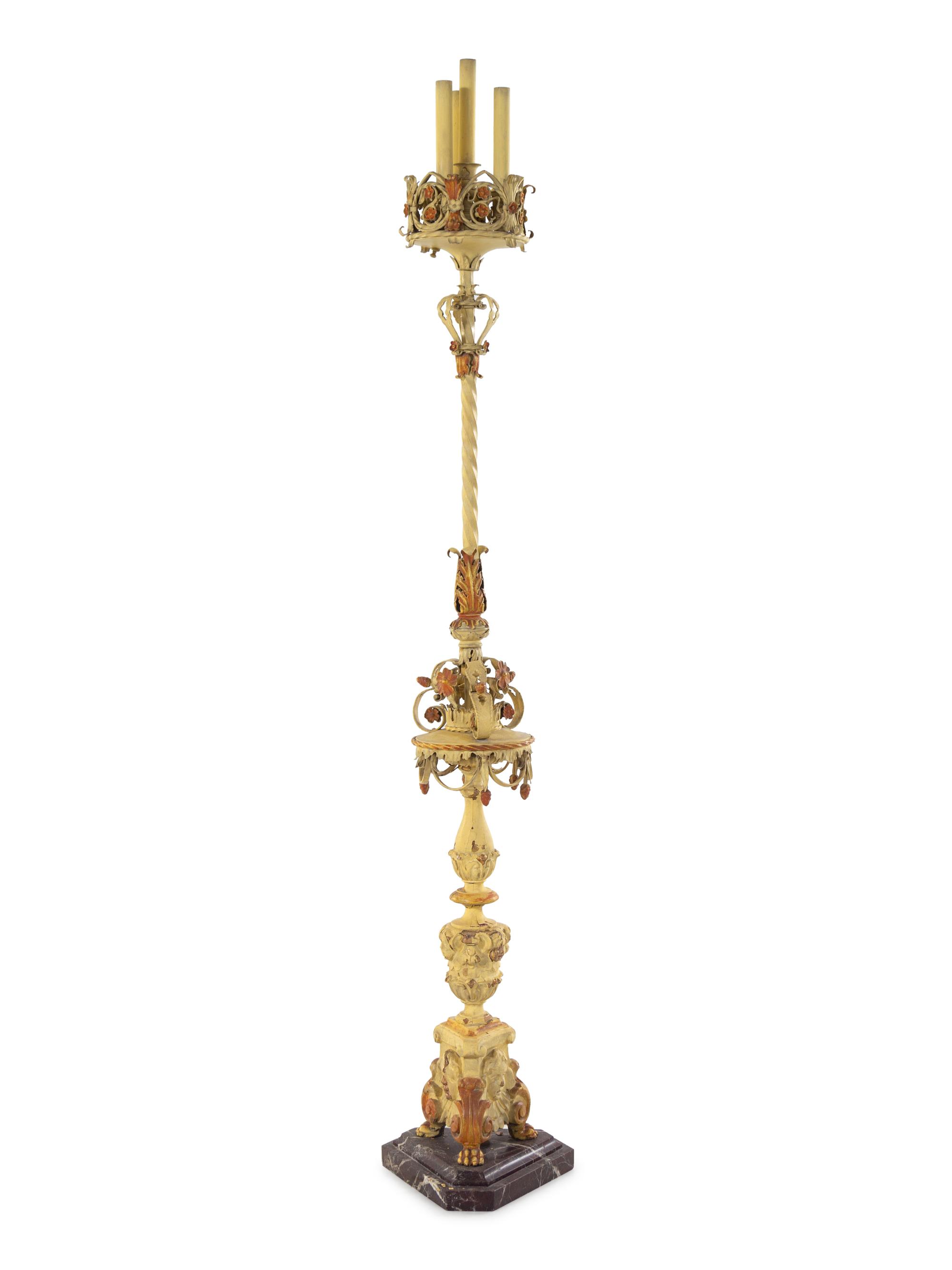 A Neoclassical Style Painted Metal Torchere