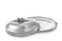 A Silver-Plate Cloche and Tray, Italian, 20th Century, each of oval form, the tray having a gadrooned edge with shell-form ends, the cl