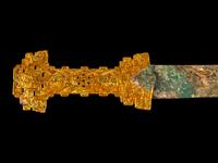 A Chinese Archaistic Bronze Sword with Gilt Bronze Handle