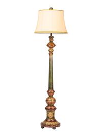 A Paint Decorated Wood Floor Lamp
