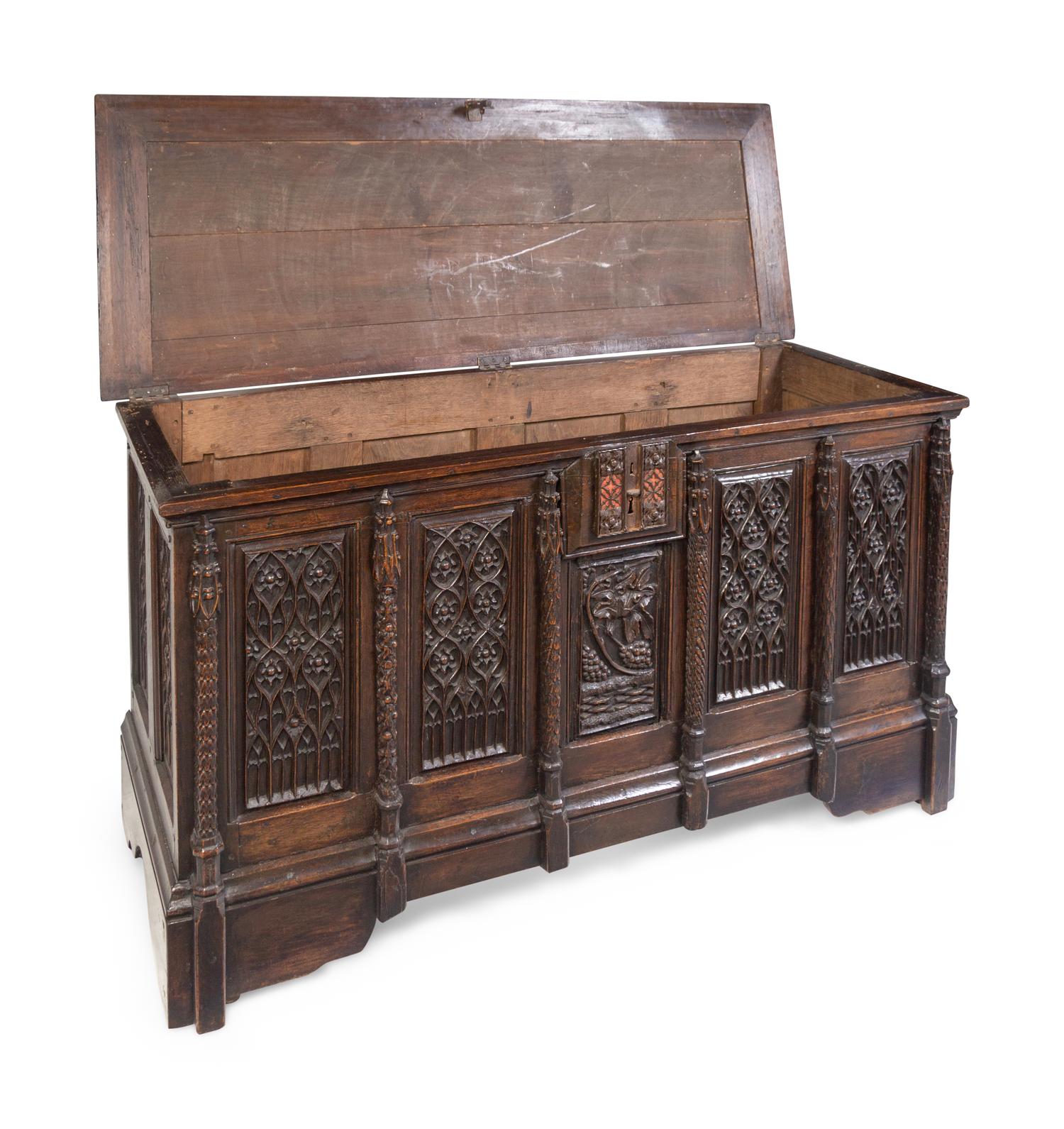 A French Gothic Carved Oak Chest