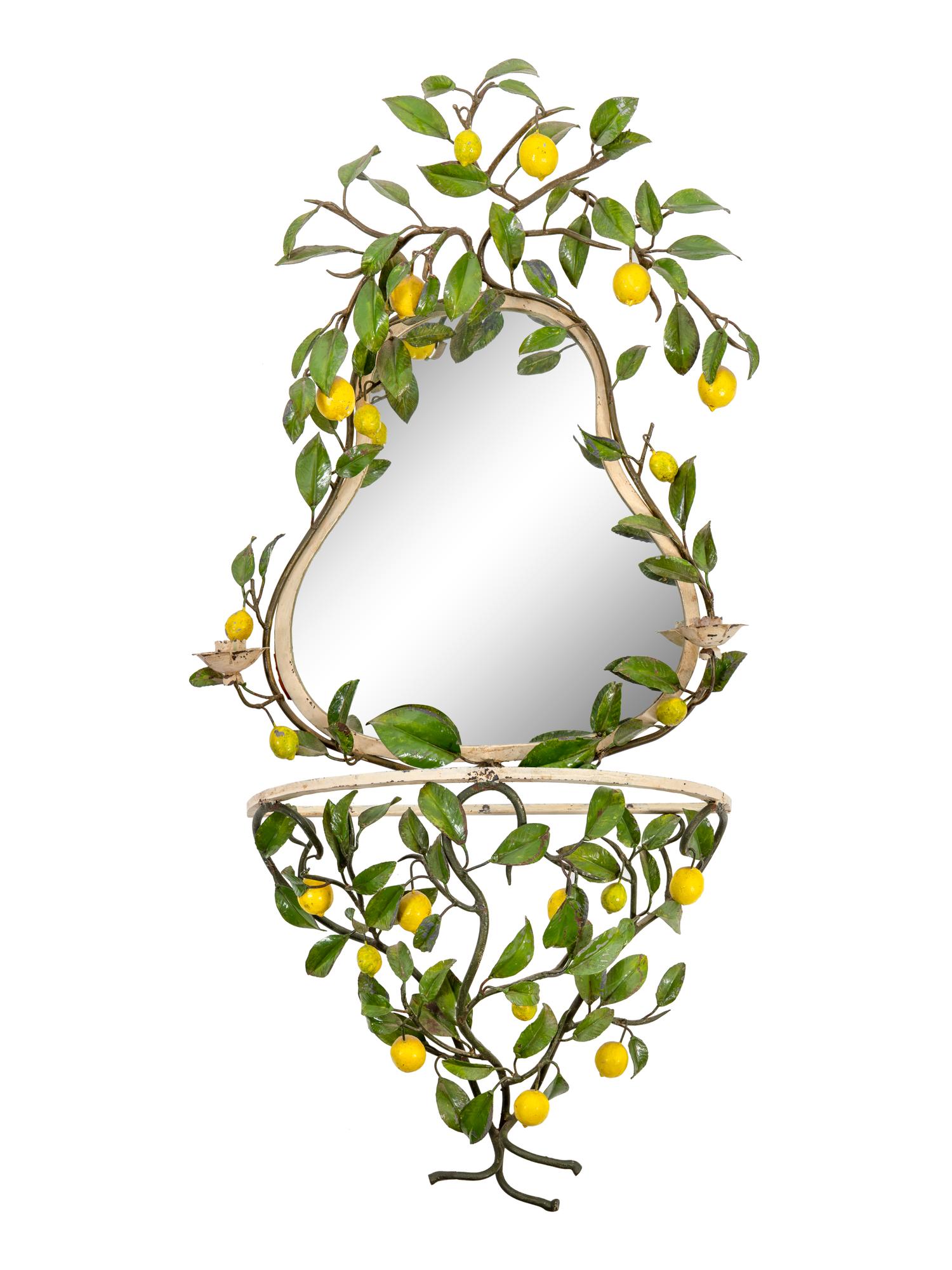 A Whimsical Painted Mirror and Console — 20TH CENTURY