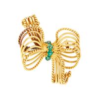 CARTIER, YELLOW GOLD AND EMERALD BROOCH