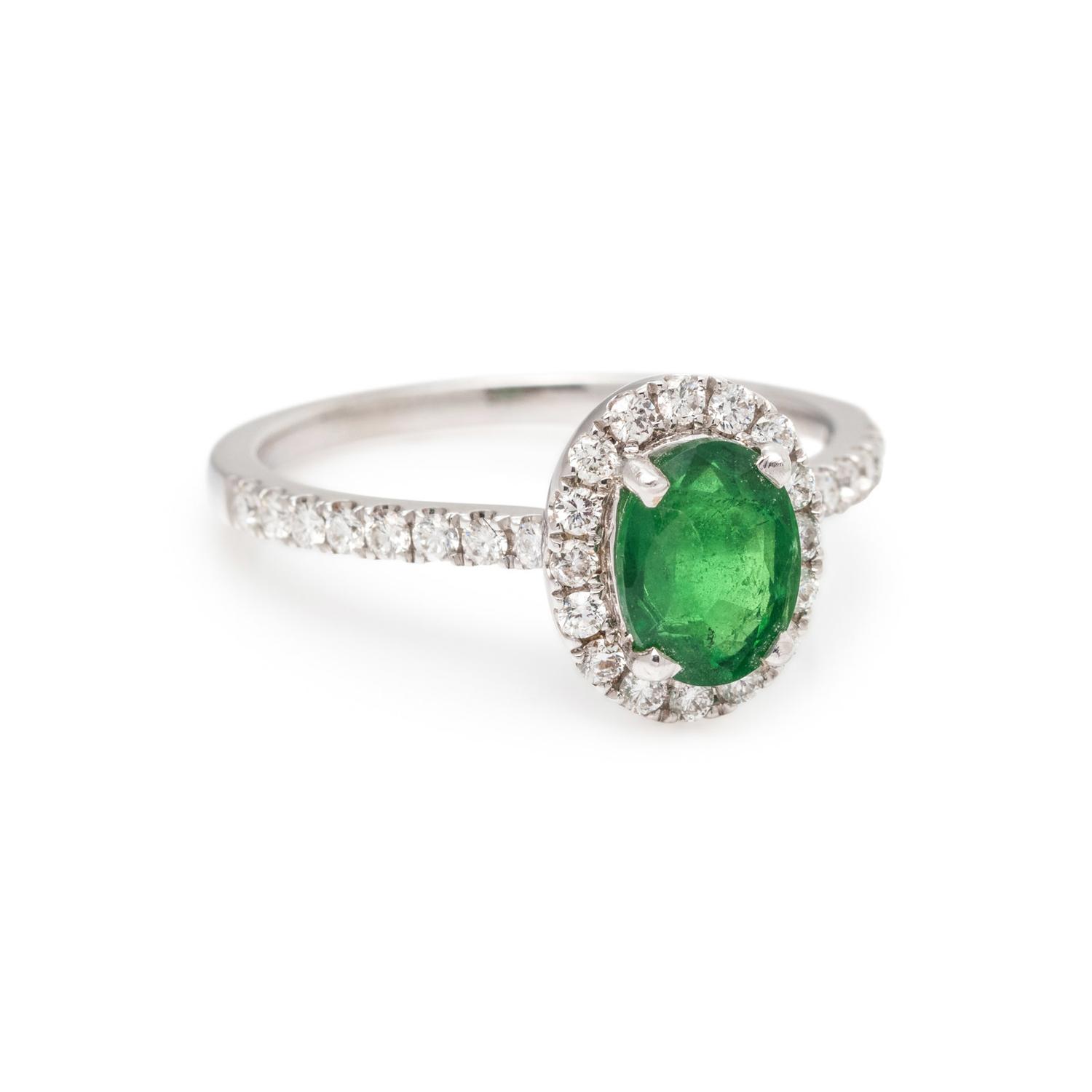 TSAVORITE GARNET AND DIAMOND RING