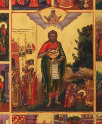 A Large Russian Orthodox Vita Icon Depicting the Life of Saint John the Baptist