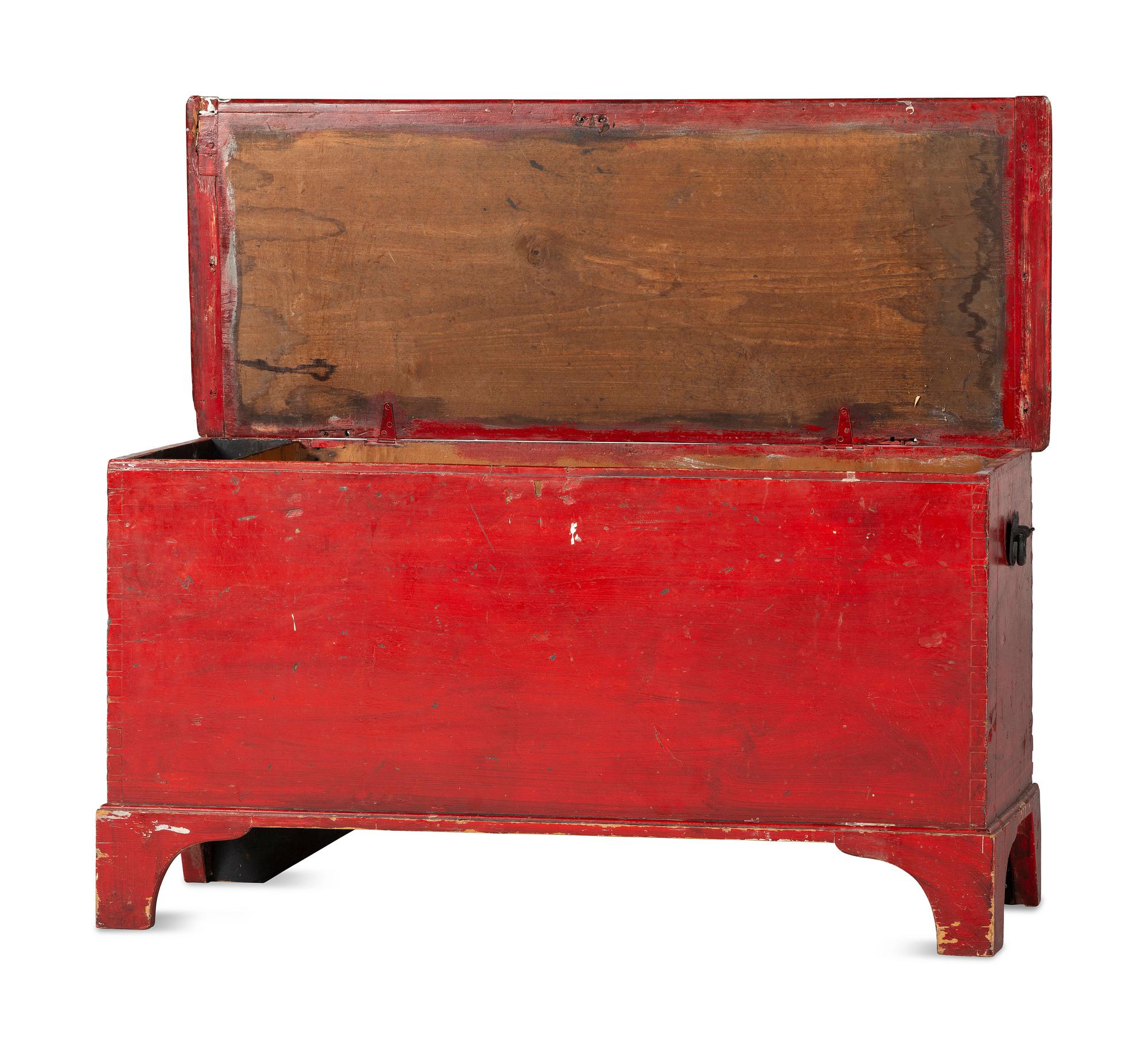 A Federal Red-Painted Poplar Blanket Chest