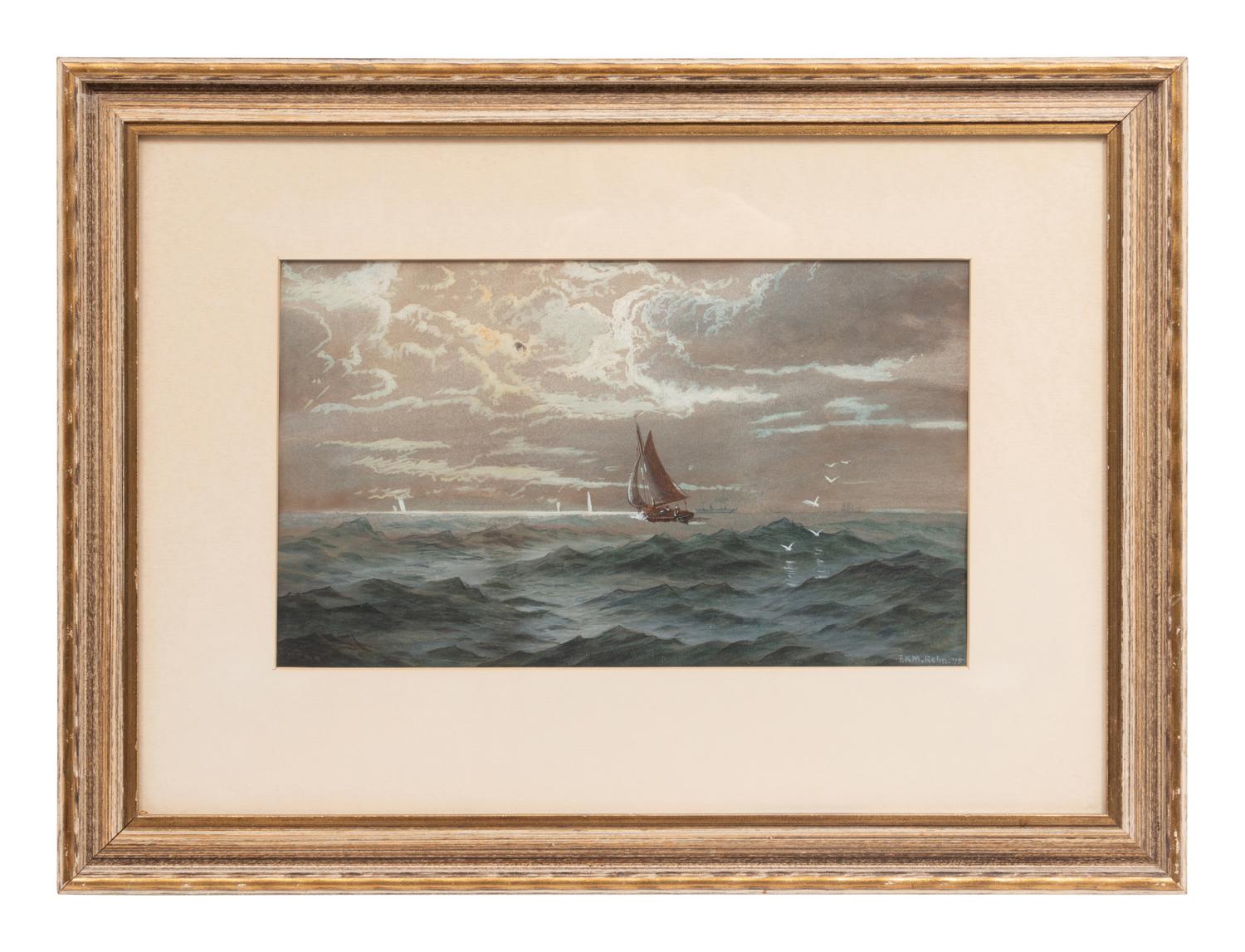 Watercolor Seascape with Sailboat