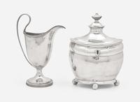 A Federal silver tea caddy and silver creamer, William Garret Forbes (1751-1840) and John Vernon (1761-1842), New York, NY, circa 1800