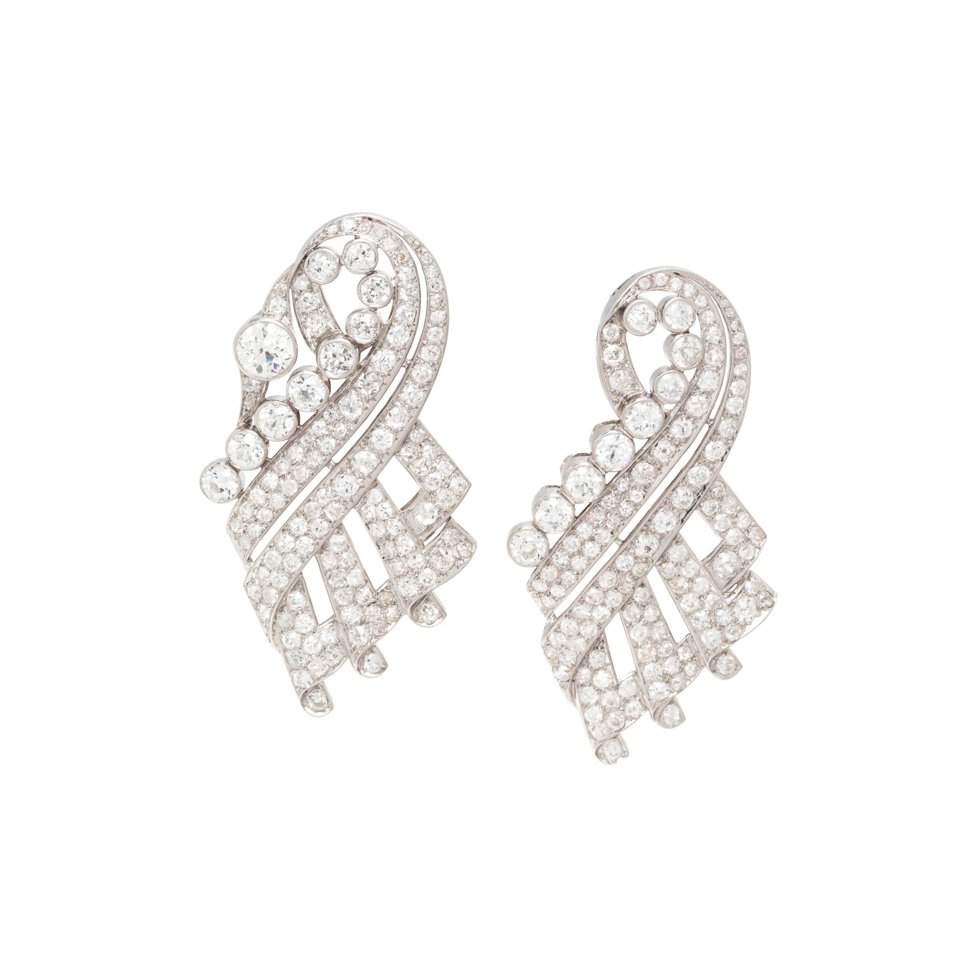 PLATINUM AND DIAMOND DRESS CLIPS