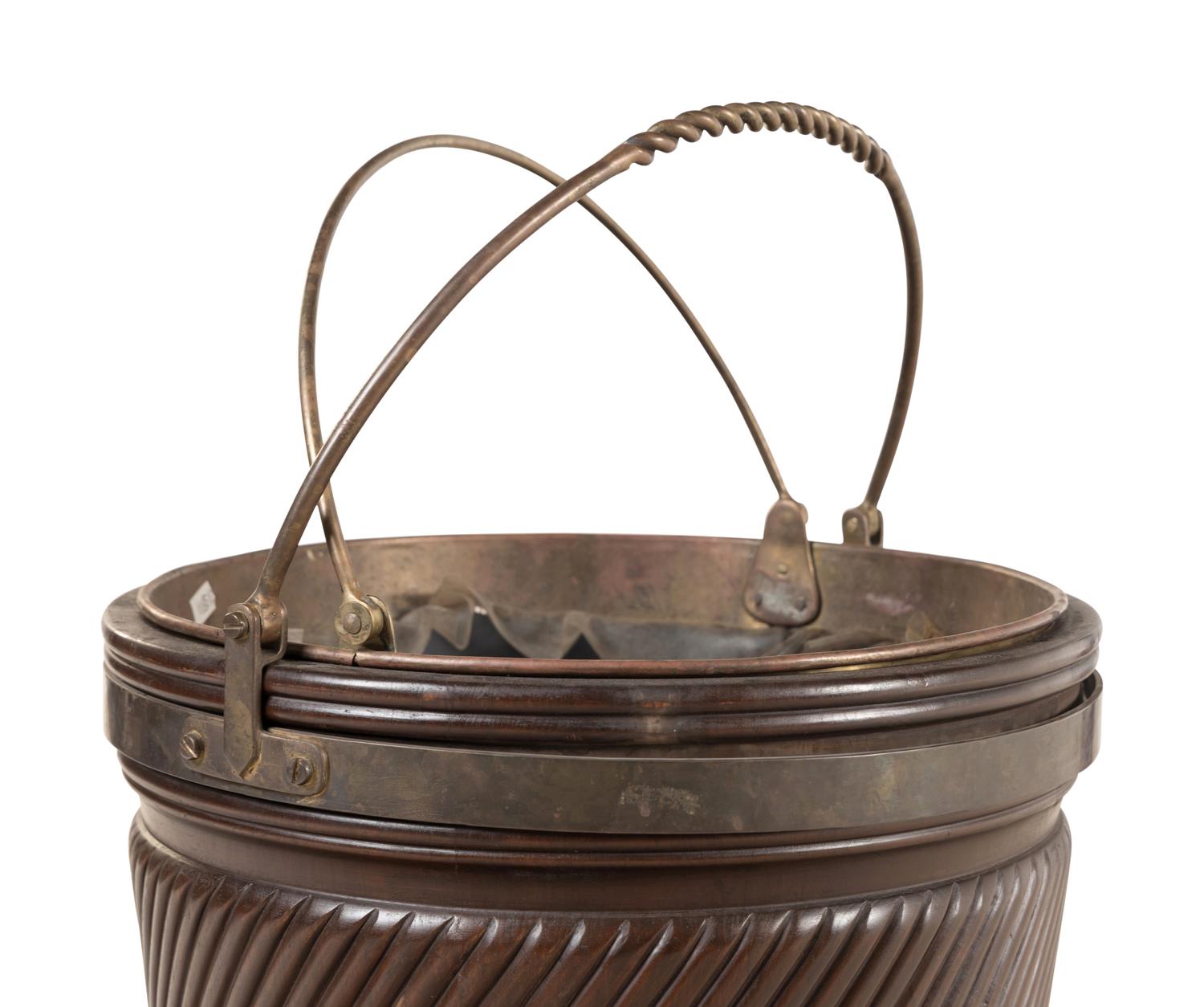 An Irish Regency Style Mahogany and Brass Bound Peat Bucket