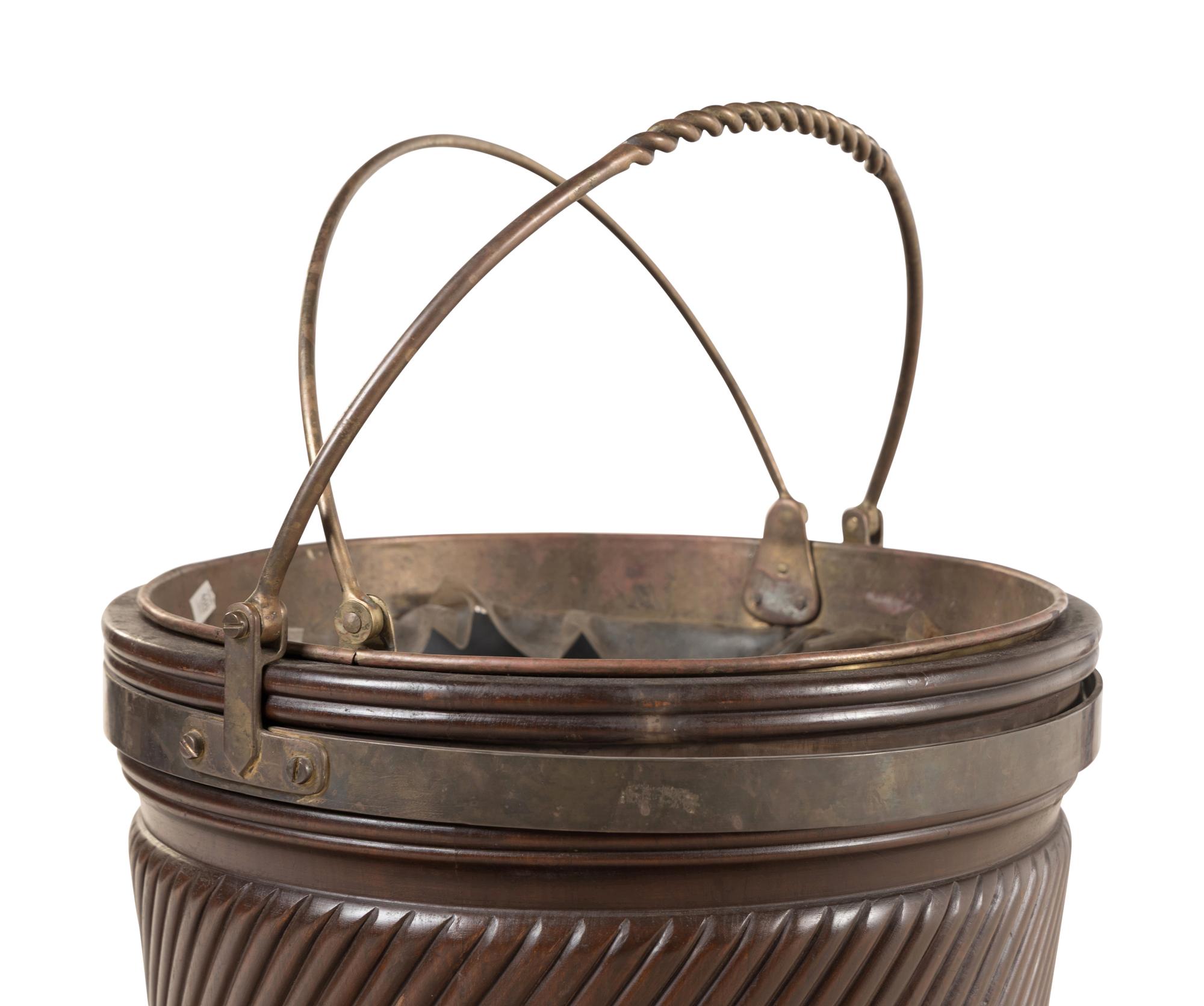 An Irish Regency Style Mahogany and Brass Bound Peat Bucket