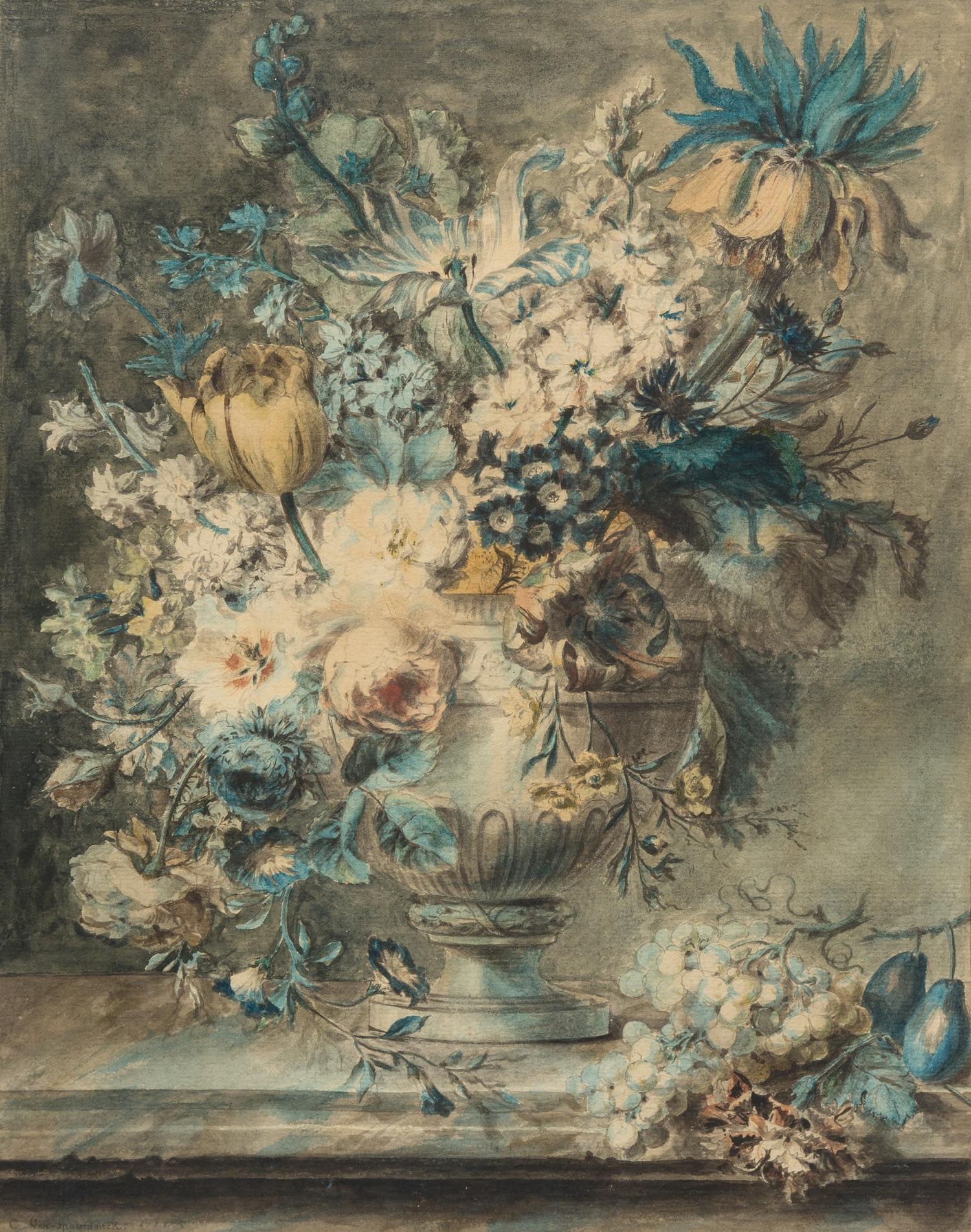 Attributed to Cornelis van Spaendonck, (Dutch, 1756-1840), Still Life: Bouquet of Flowers in a Vase on a Ledge