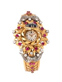 ROLEX, SYNTHETIC GEMSTONE AND DIAMOND SURPRISE WATCH