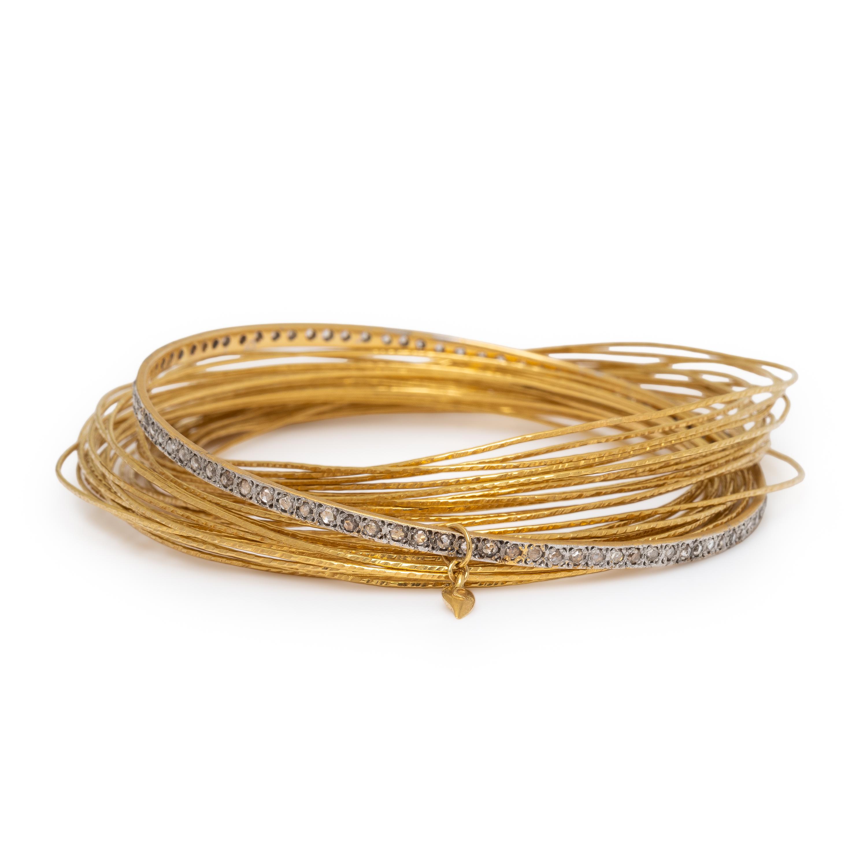 Coomi, Yellow Gold and Diamond Interlaced Multi Bangle Bracelet