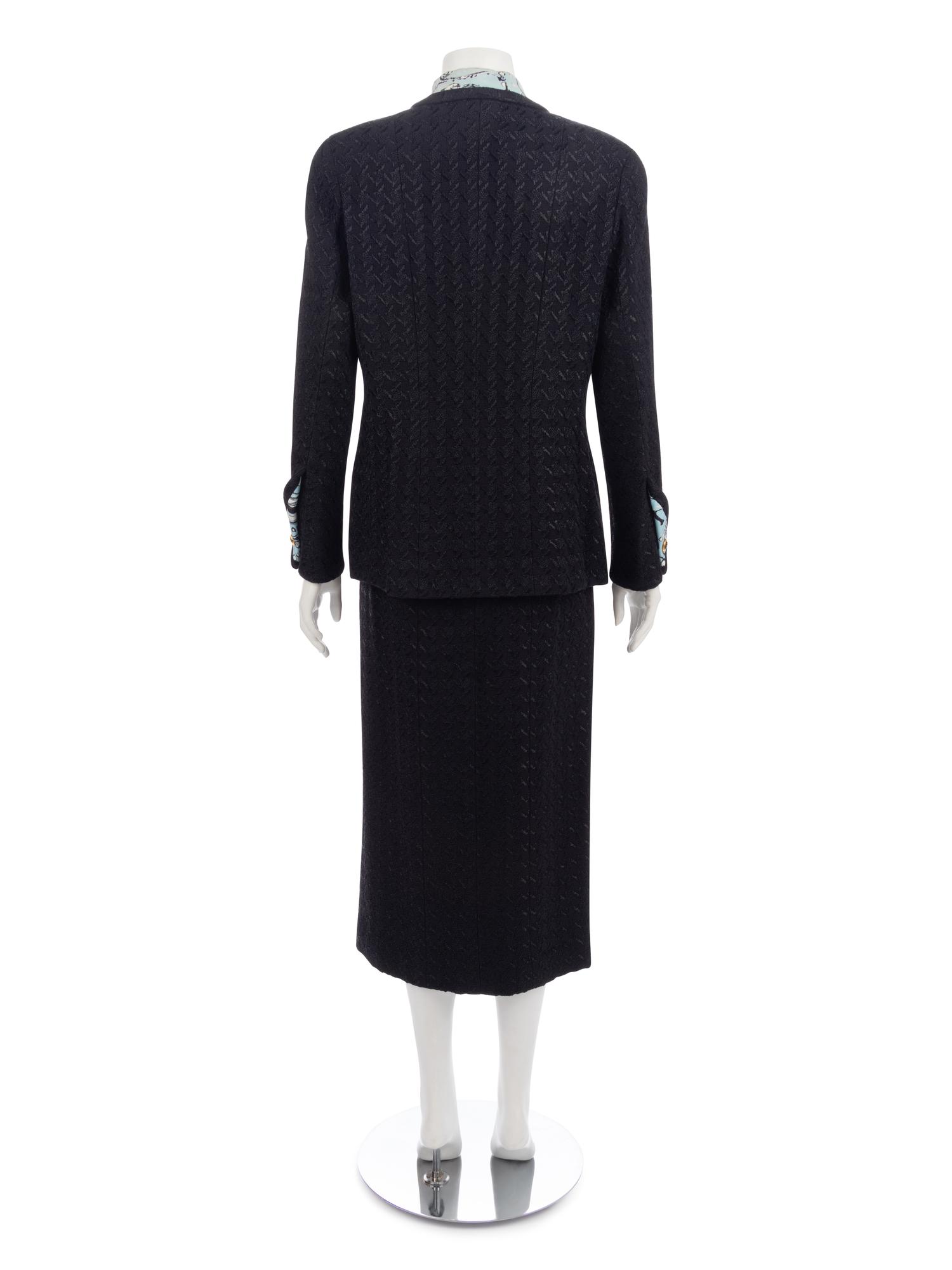 Chanel Dark Blue Houndstooth Skirt Suit, 1993