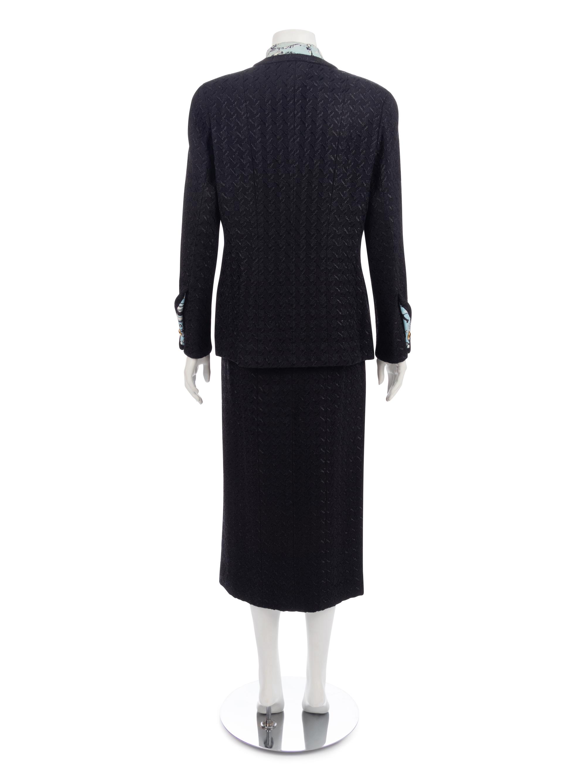 Chanel Dark Blue Houndstooth Skirt Suit, 1993