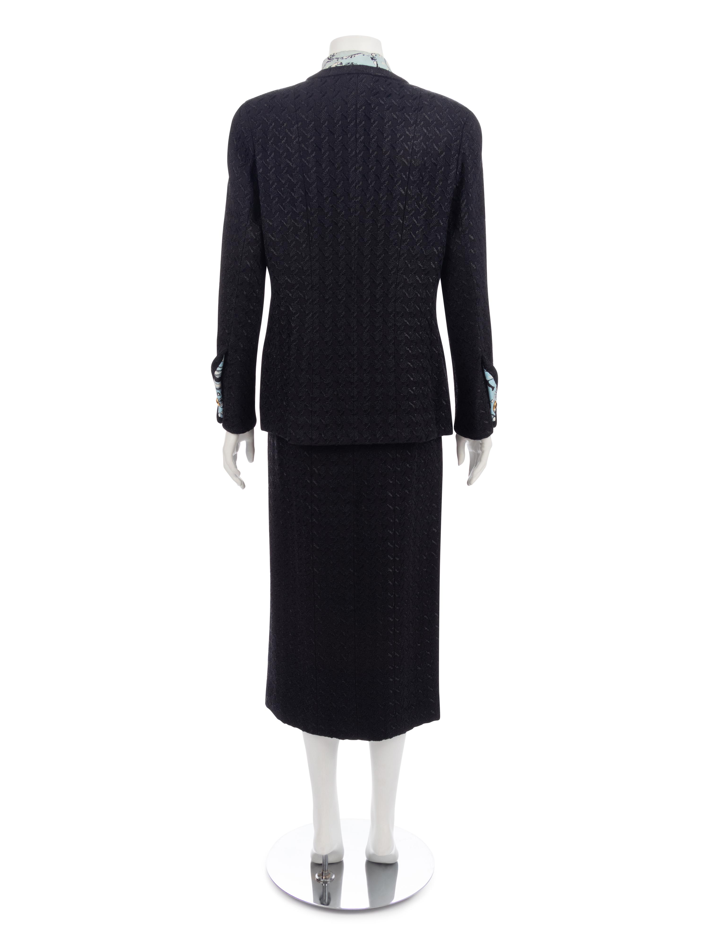 Chanel Dark Blue Houndstooth Skirt Suit, 1993