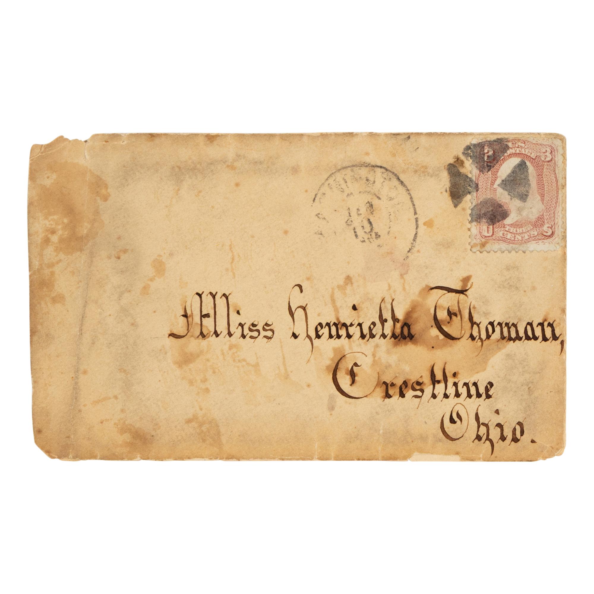 [LINCOLN ASSASSINATION]. THOMAN, John Adam (1838-1906). Autograph letter signed ("J. Thoman") to Henrietta Thoman, Washington, D.C., 15 April 1865.