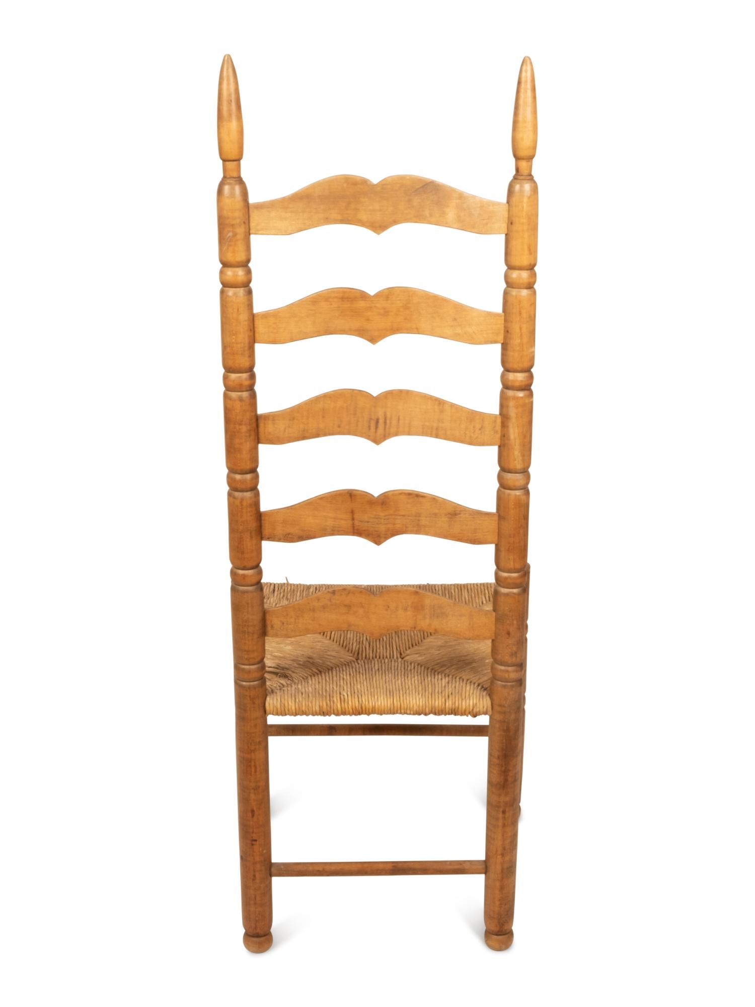 Two Pennsylvania Maple Ladderback Rush-Seat Side Chairs