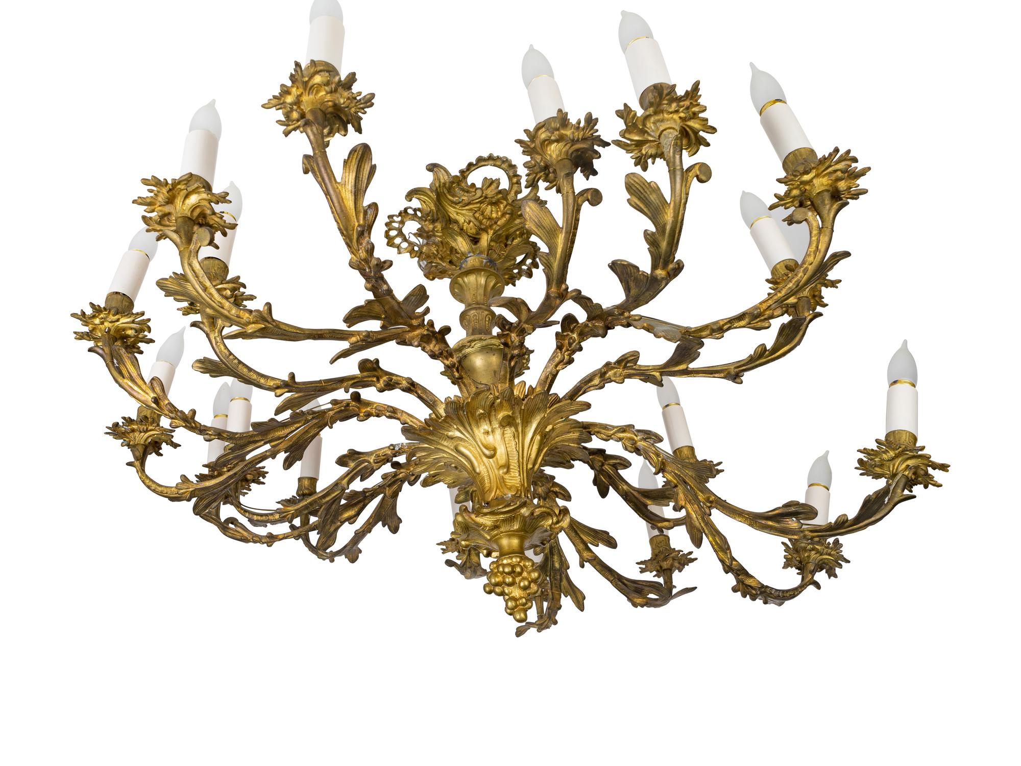 A Louis XV Style Gilt Bronze 18-Light Chandelier — 19TH/20TH CENTURY