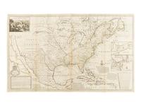[MAP]. MOLL, Herman (1654-1732). A New Map of the North Parts of America claimed by France under ye Names of Louisiana, Mississippi, Canada and New France... London: Sold by H. Moll…in the Strand…sold by Tho: Bowles…in St. Paul’s Church Yard, John King…in ye Poultry…and John Bowles at the Black Horse Cornhill, 1720.