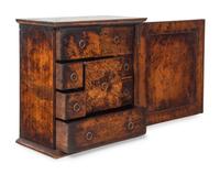 An English Primitive Burlwood Hanging Spice Cabinet