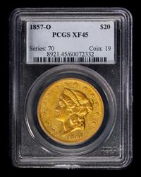 A United States 1857-O Liberty Head $20 Gold Coin