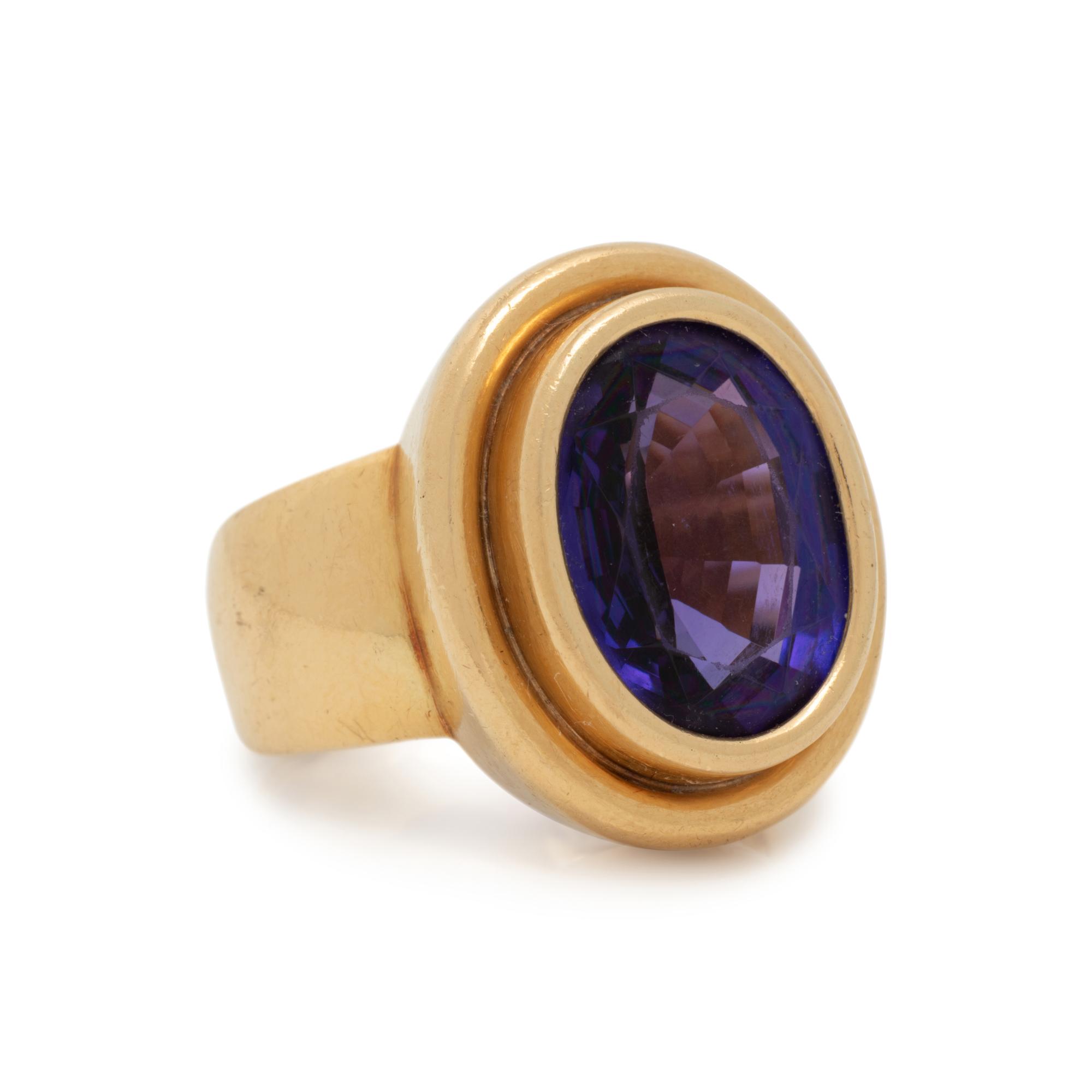 YELLOW GOLD AND TANZANITE RING
