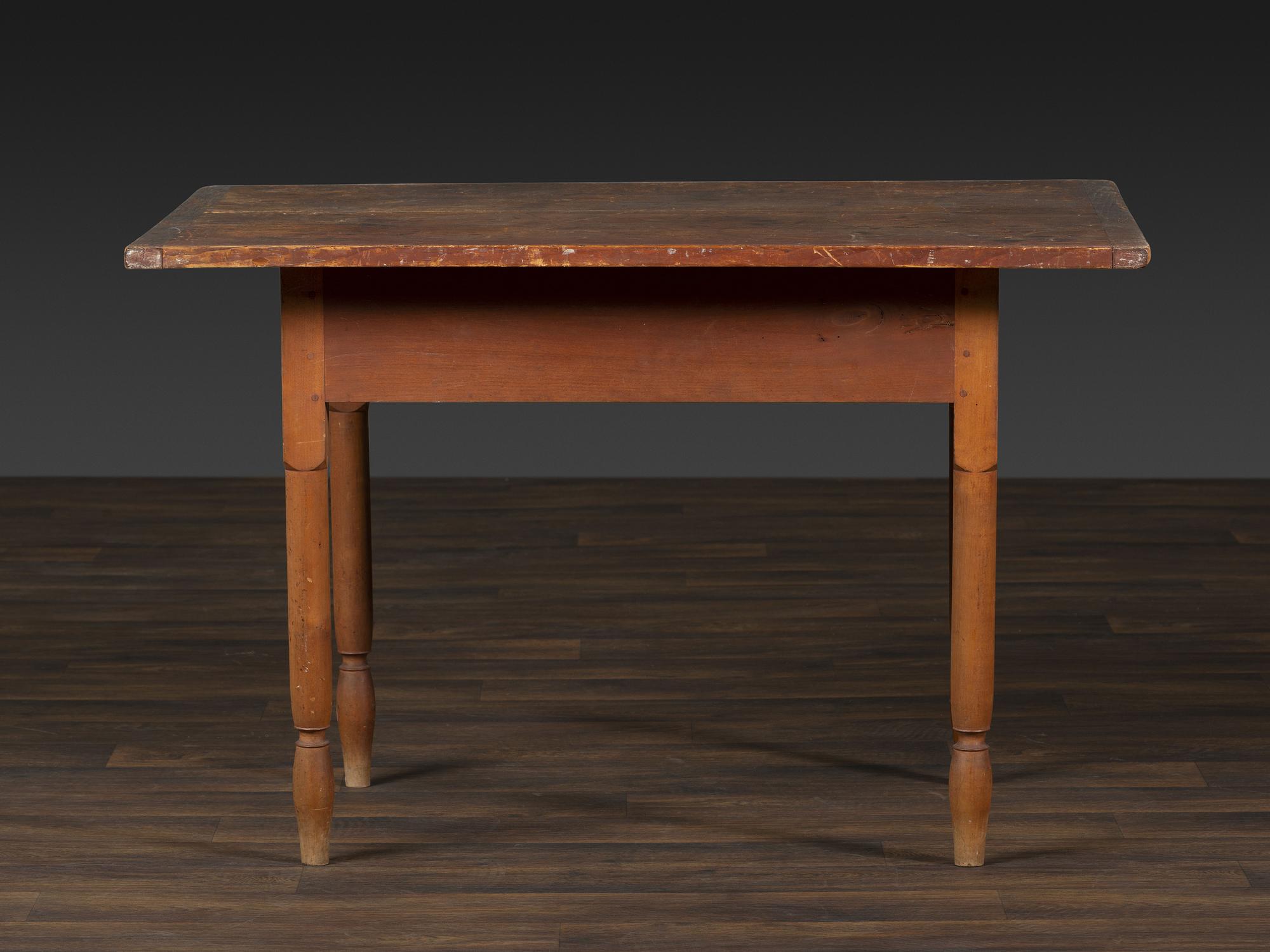 A Late Federal Red-Stained Maple and Pine One-Drawer Tavern Table