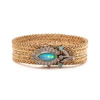 YELLOW GOLD, OPAL AND DIAMOND BRACELET