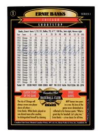 A Group of 42 Ernie Banks Signed Canadian Club Baseball Cards,