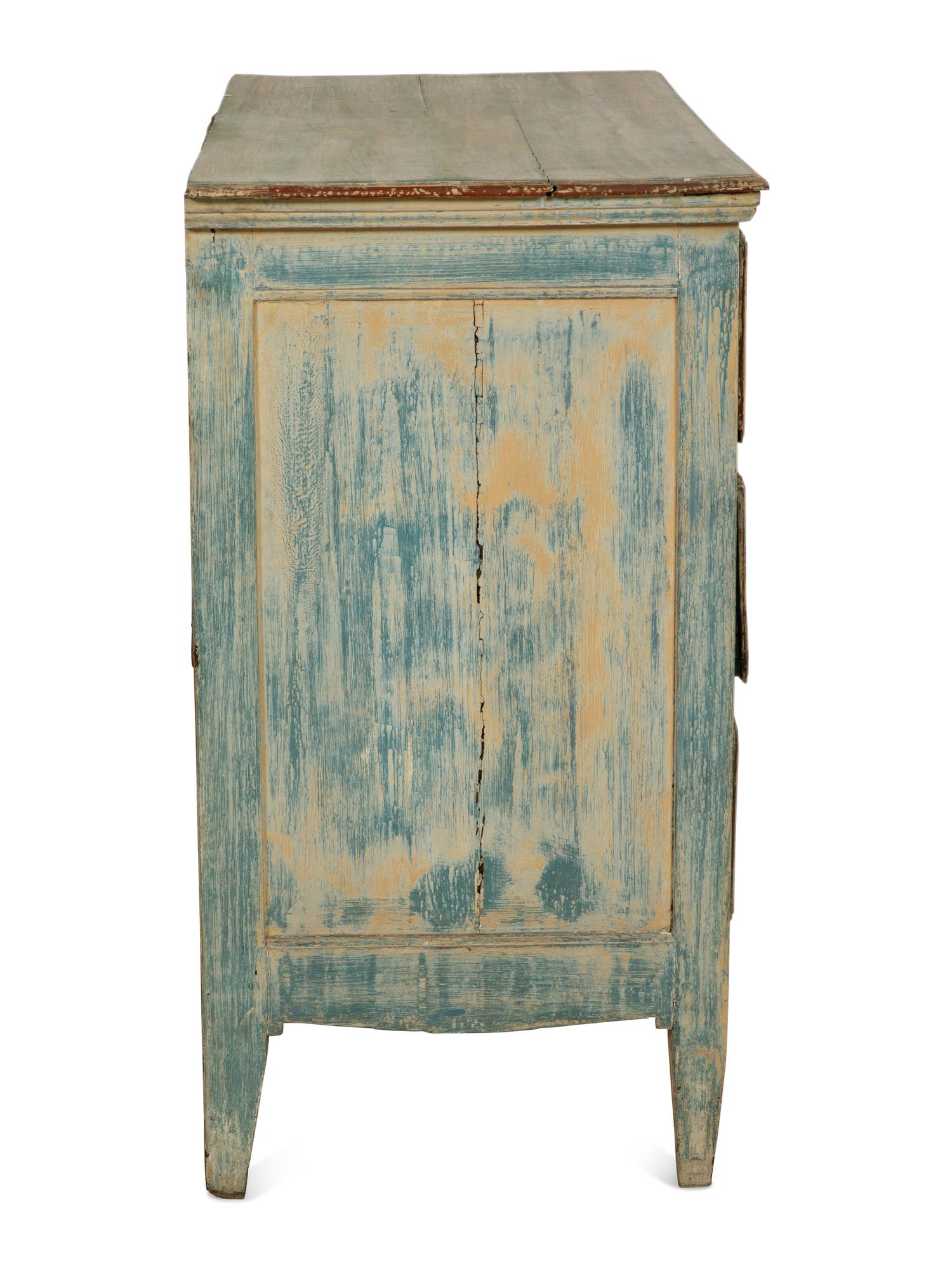 A North European Neoclassical Blue-Painted Commode