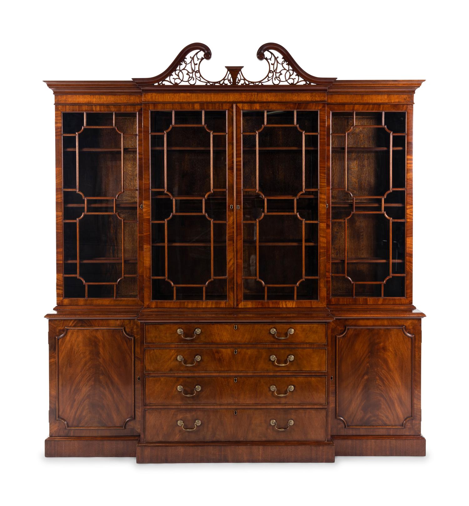 A George III Style Mahogany Breakfront Bookcase
