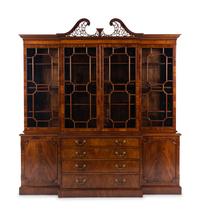 A George III Style Mahogany Breakfront Bookcase