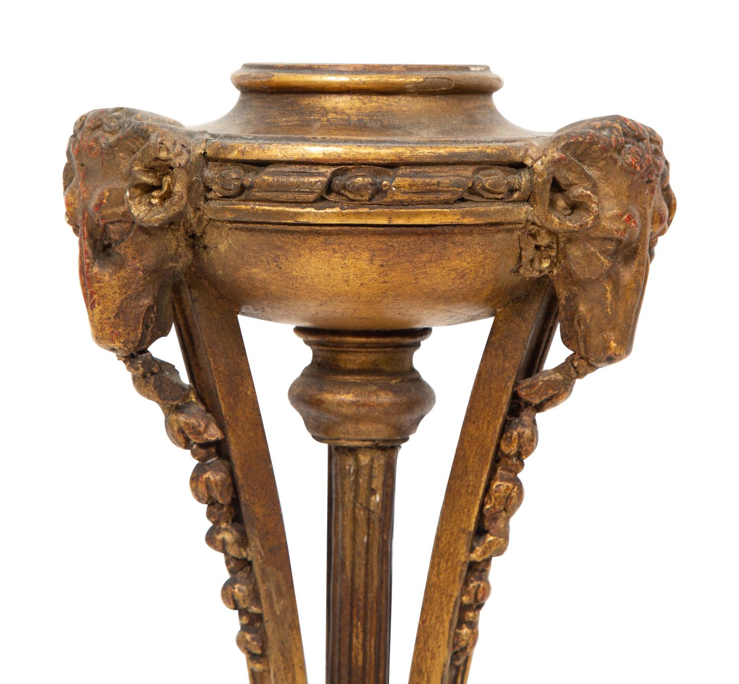 A Pair of Regency Style Carved Giltwood Torchere Lamp Bases