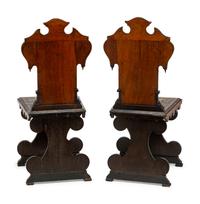 A Pair of Northern Italian Bone Inlaid Hall Chairs