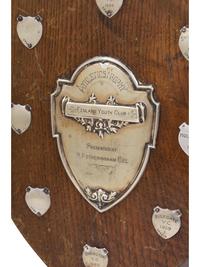 Three English Silver and Silver-Plate Mounted Oak Commemorative Plaques