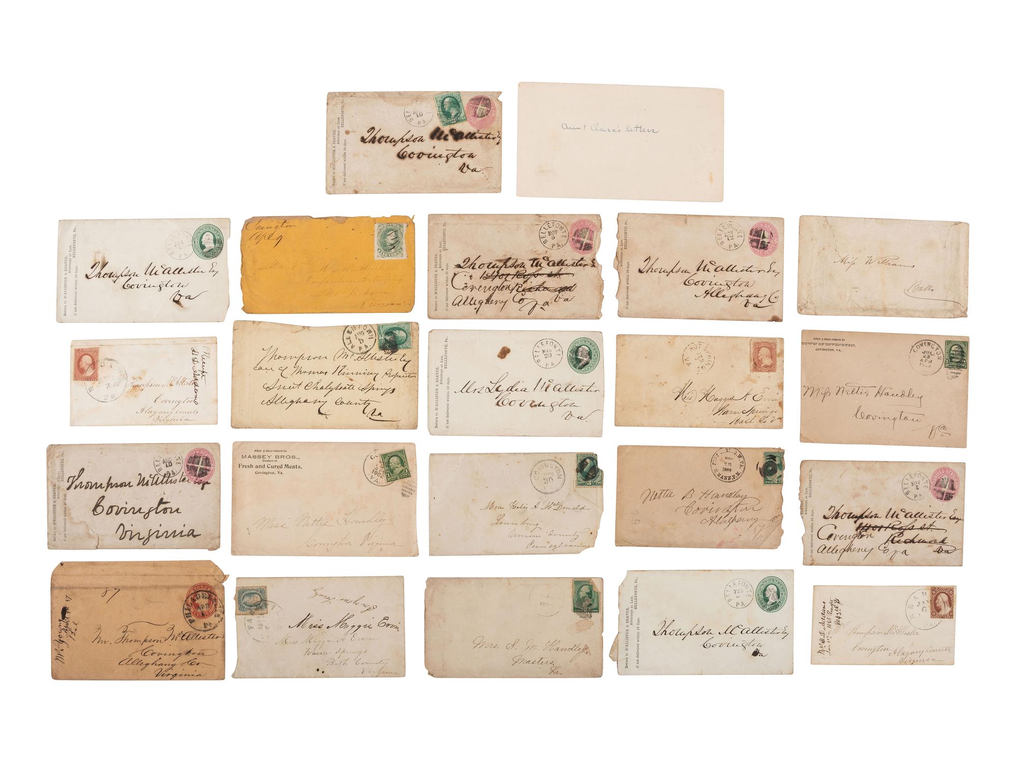 [CIVIL WAR] -- [RAILROAD]. The McAllister family archive, including papers of Captain Thompson McAllister, 27th Virginia Infantry, and his Union family members.