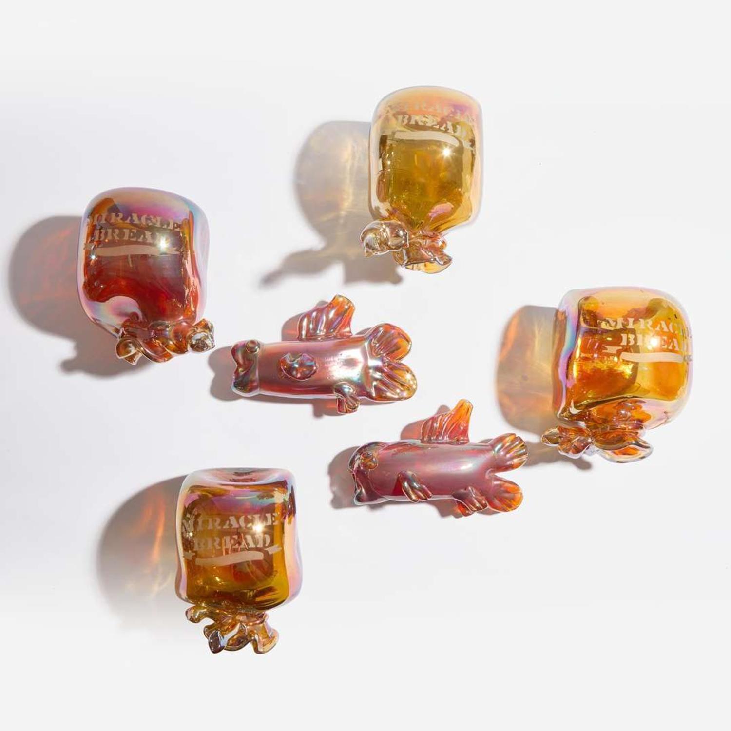 Kim Newcomb (American, b. 1945) "Loaves and the Fishes" Glass Sculpture Group, USA, circa 1968