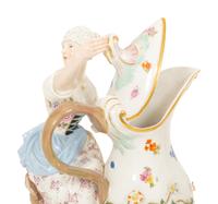 A Pair of Meissen Porcelain Figural Ewers