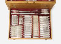 An extensive sterling silver flatware service for twelve in the "Indian Chrysanthemum" pattern, designed by Charles T. Grosjean, Tiffany & Co., New York, NY, circa 1880-1891